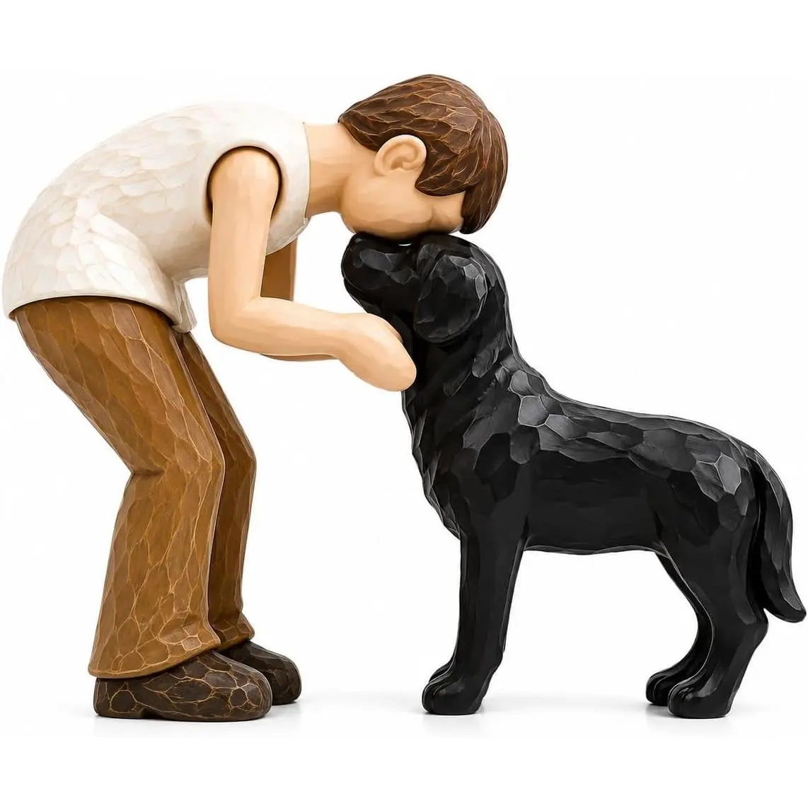 Artistic Minimalist Decorative Resin Statue - Emotional Human-Dog Sculpture, Handmade Pet Memorial Figurine for Home Shelf Table Office, Home Decor Ornament Gift