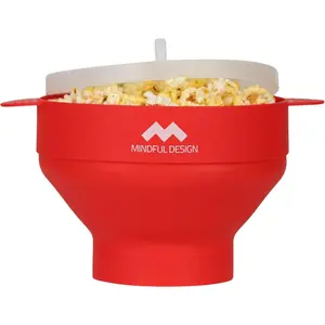 The Original Collapsible Microwave Popcorn Popper - Silicone Bowl, BPA-Free & Dishwasher Safe (Red)