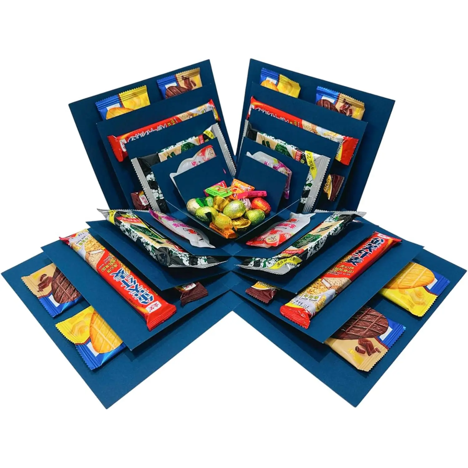 Box for Holidays, 5 Layer  Picture Box Opens Up | Multi Layer DIY Photos  for Birthdays (BLUE)