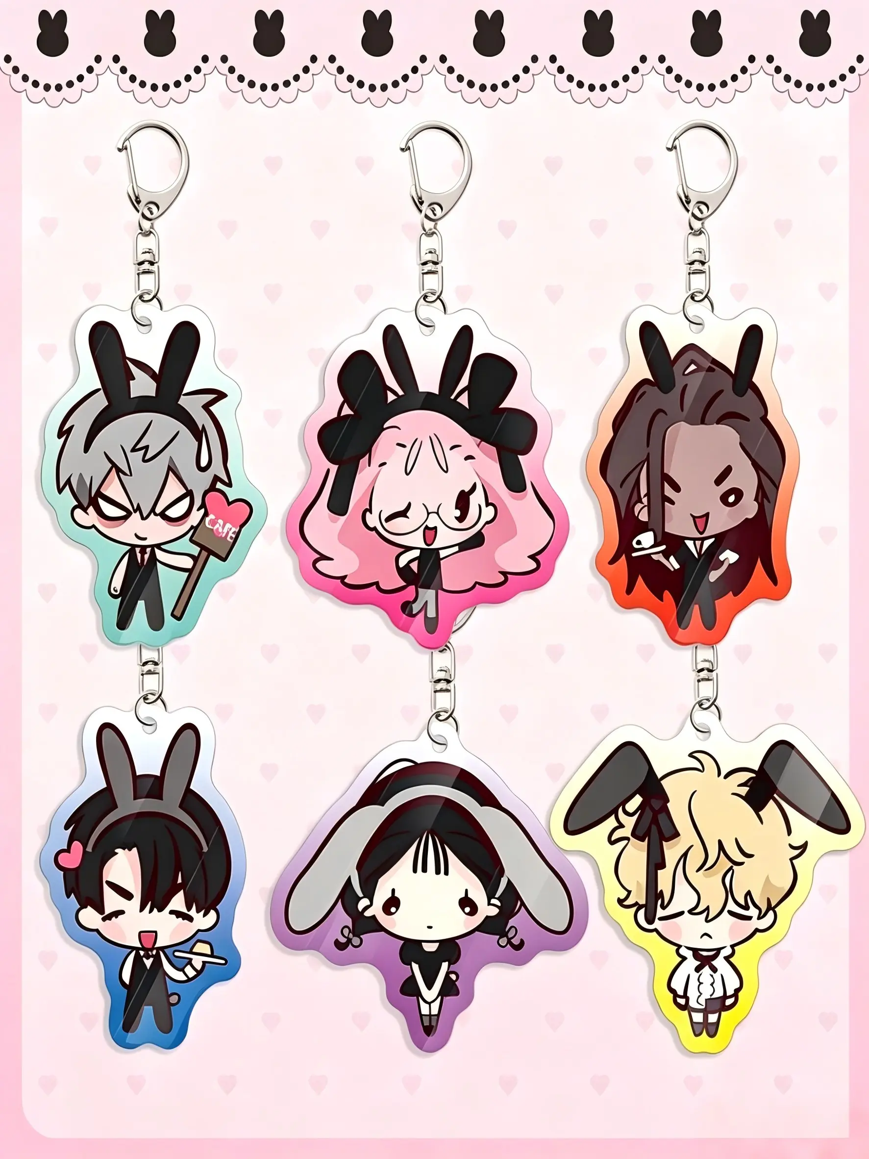 Cute Q-Style Anime Keychain, Colorful Acrylic Pendant, Cartoon Style Collectible Gift, Suitable for Backpacks and Handbags, Cool Keychains, Keychain Set