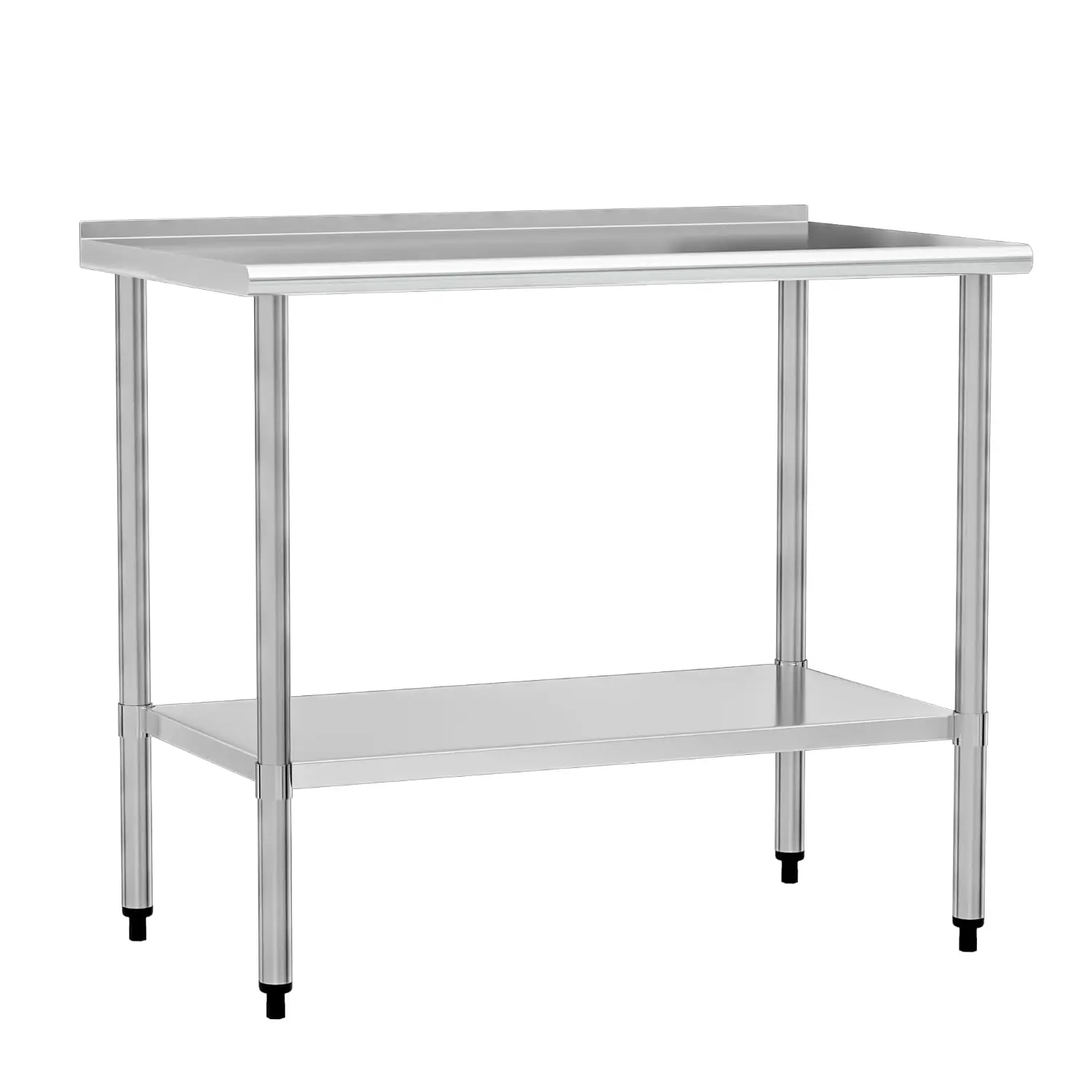 Stainless Steel Work Table 24x48 Inch with Adjustable Undershelf & Backsplash, Heavy-Duty Prep Table for Commercial Kitchen, Restaurant, Garage, Outdoor