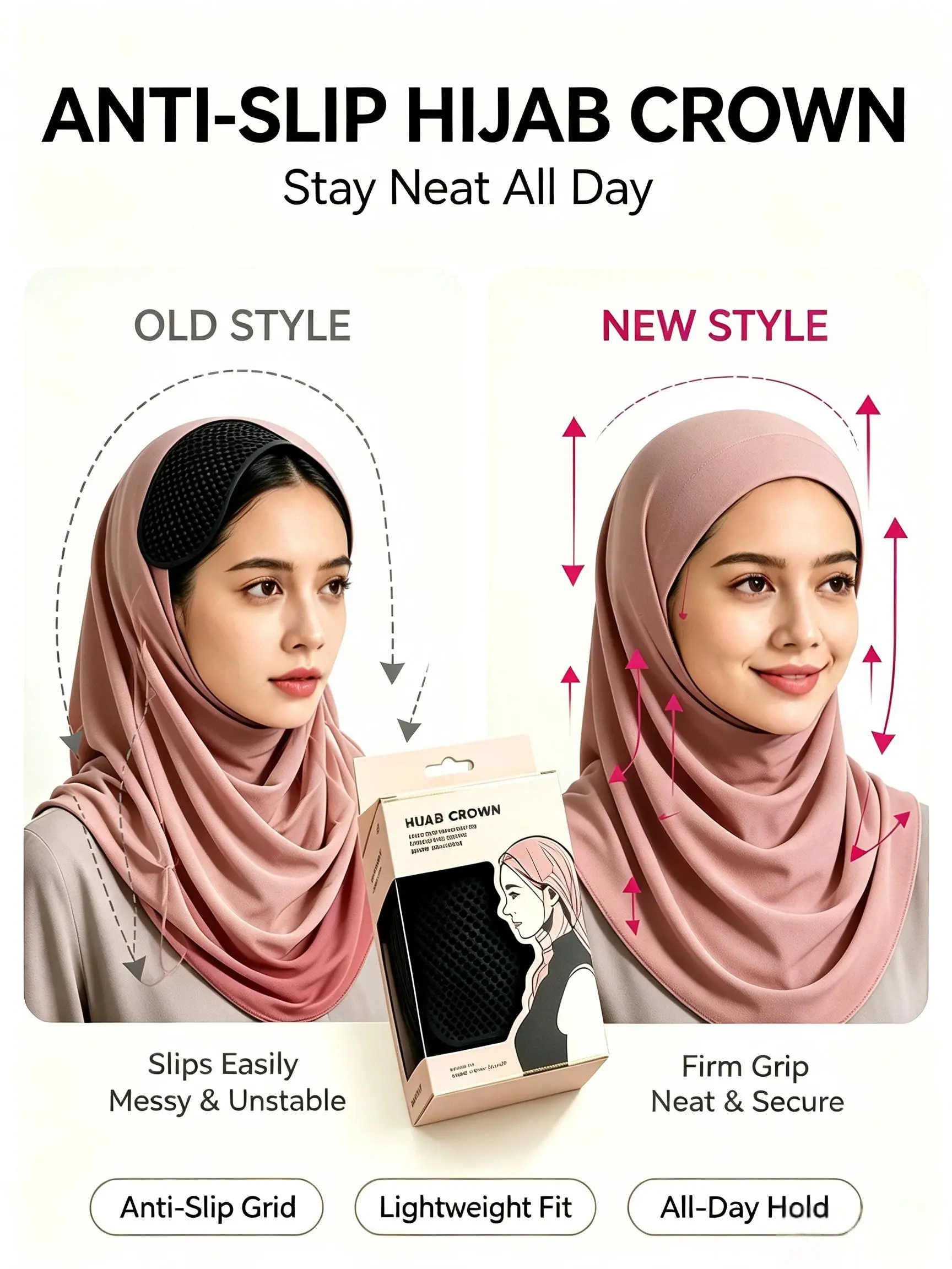 Muslim Women Anti‑Slip Modesty Hijab Undercap, Breathable Lightweight Easy‑to‑Wear Base Cap, Durable Nylon Material, Ideal For Daily Wear