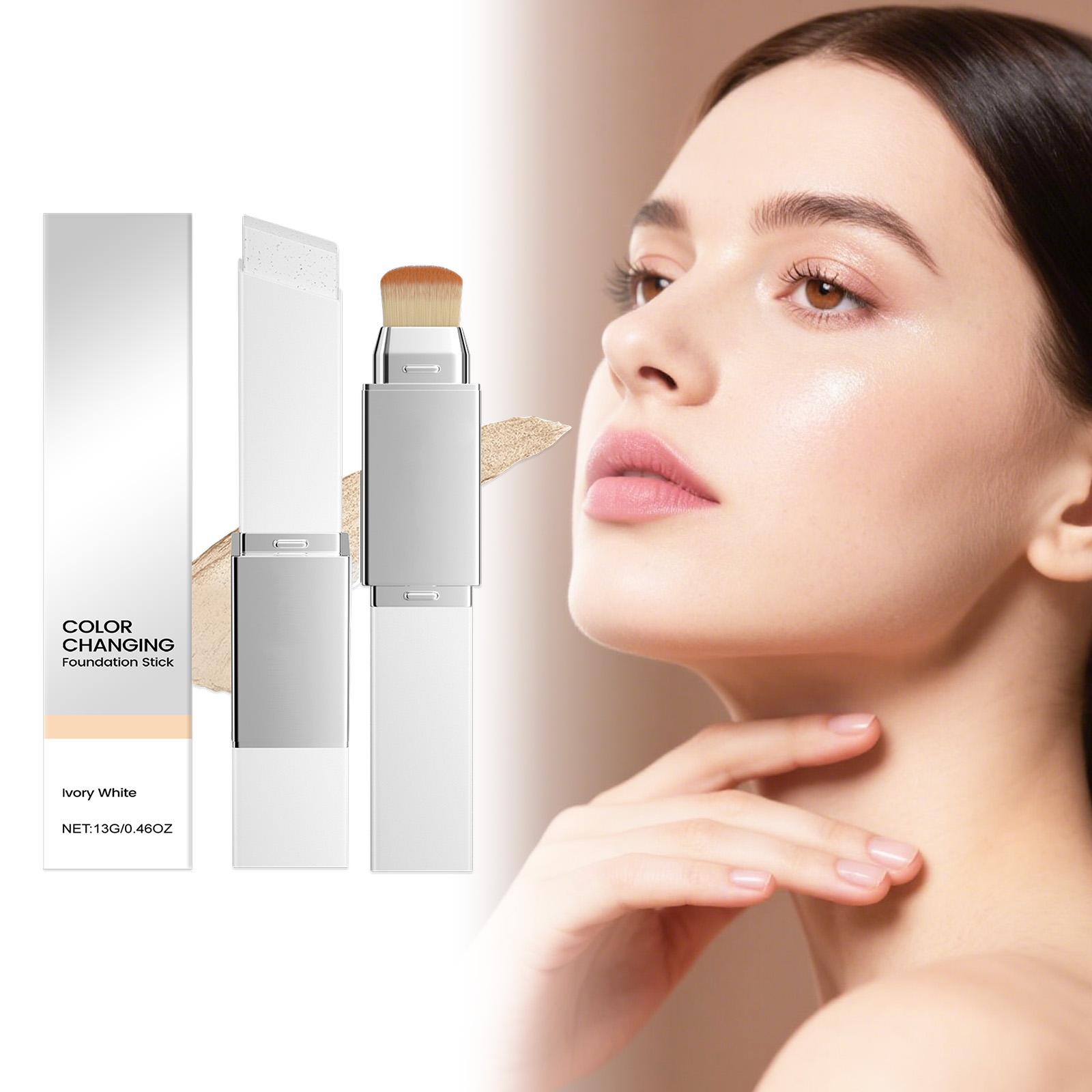 AMZ Ivory White Two-In-One Color-Changing Foundation Stick, Light And Thin Texture, Moisturizing, Matte, Clear And Natural Makeup Effect