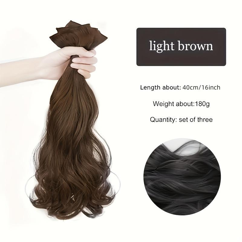 Women's long hair extensions, invisible seamless volumizing hair extensions, large wavy hair pieces, three-piece set