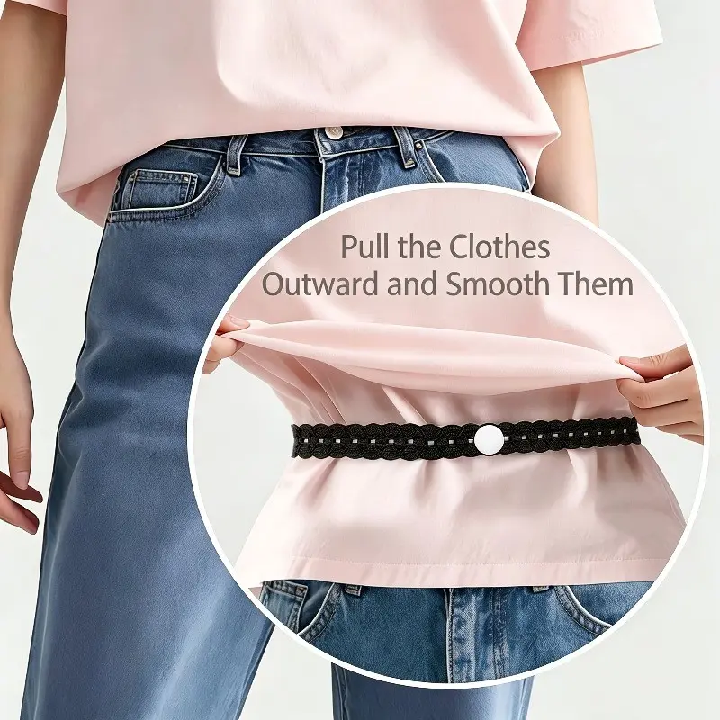 Elegant Lace Trim Waistband with 3 Buttons, Invisible Button Extender for Shirts, Dresses, Tees, Adjustable Hem Regulator