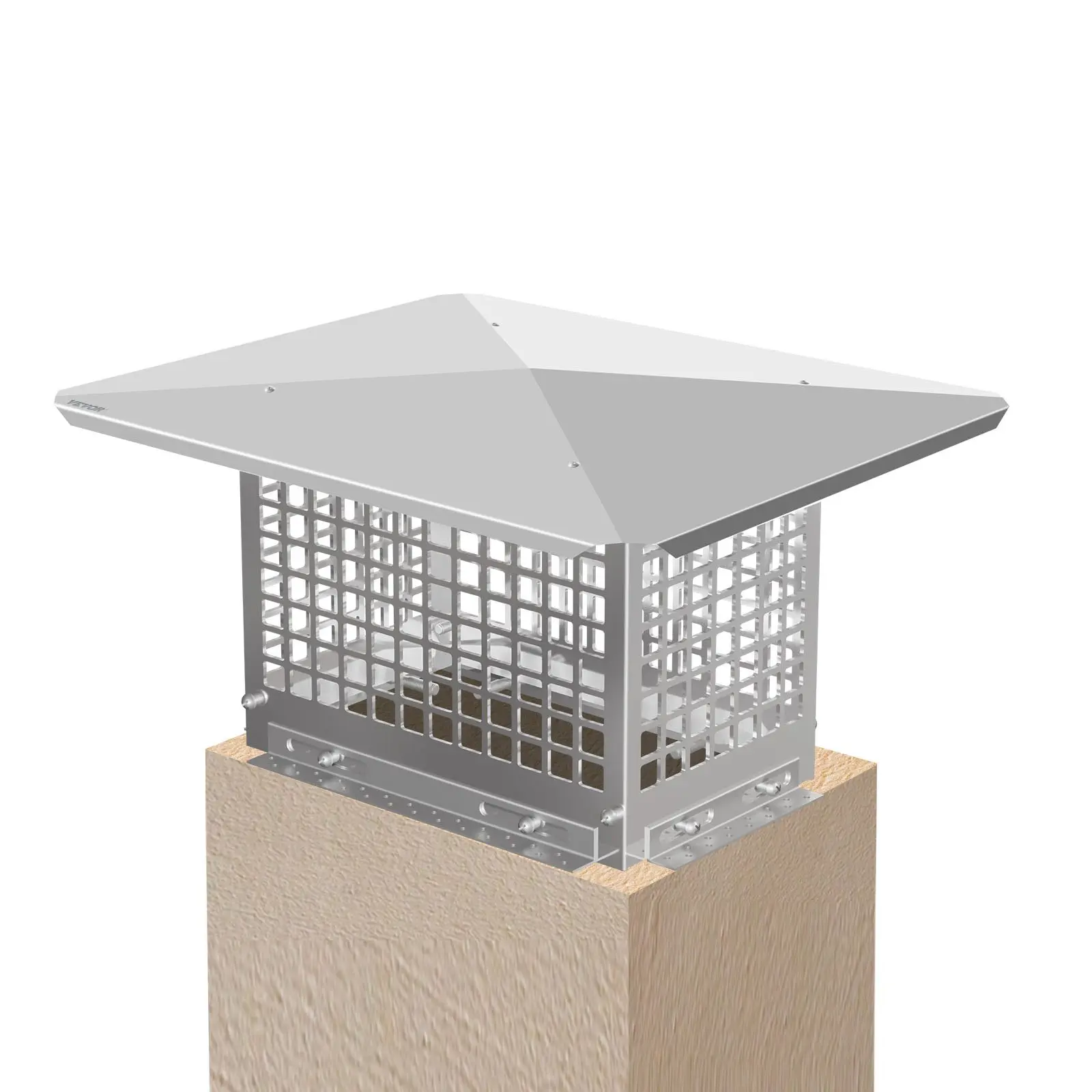 VEVOR Chimney Cap, 8x 13 Flue Caps, 304 Stainless Steel Fireplace Chimney Cover, Adjustable Metal Spark Arrestor with Bolts Screws, Mesh Chimney Flue Cover for Outside Existing Clay Flue Tile