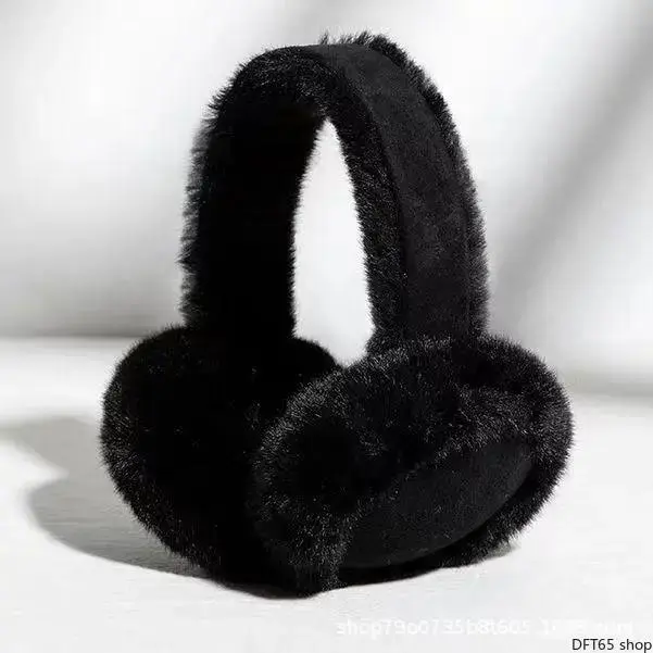Classic Synthetic Plush-Lined Ear Muffs, Thick Windproof Warm Soft Fabric, Adjustable Foldable Unisex Design, Portable Winter Ear Protection Accessory for Outdoor Activities (Running, Skiing)