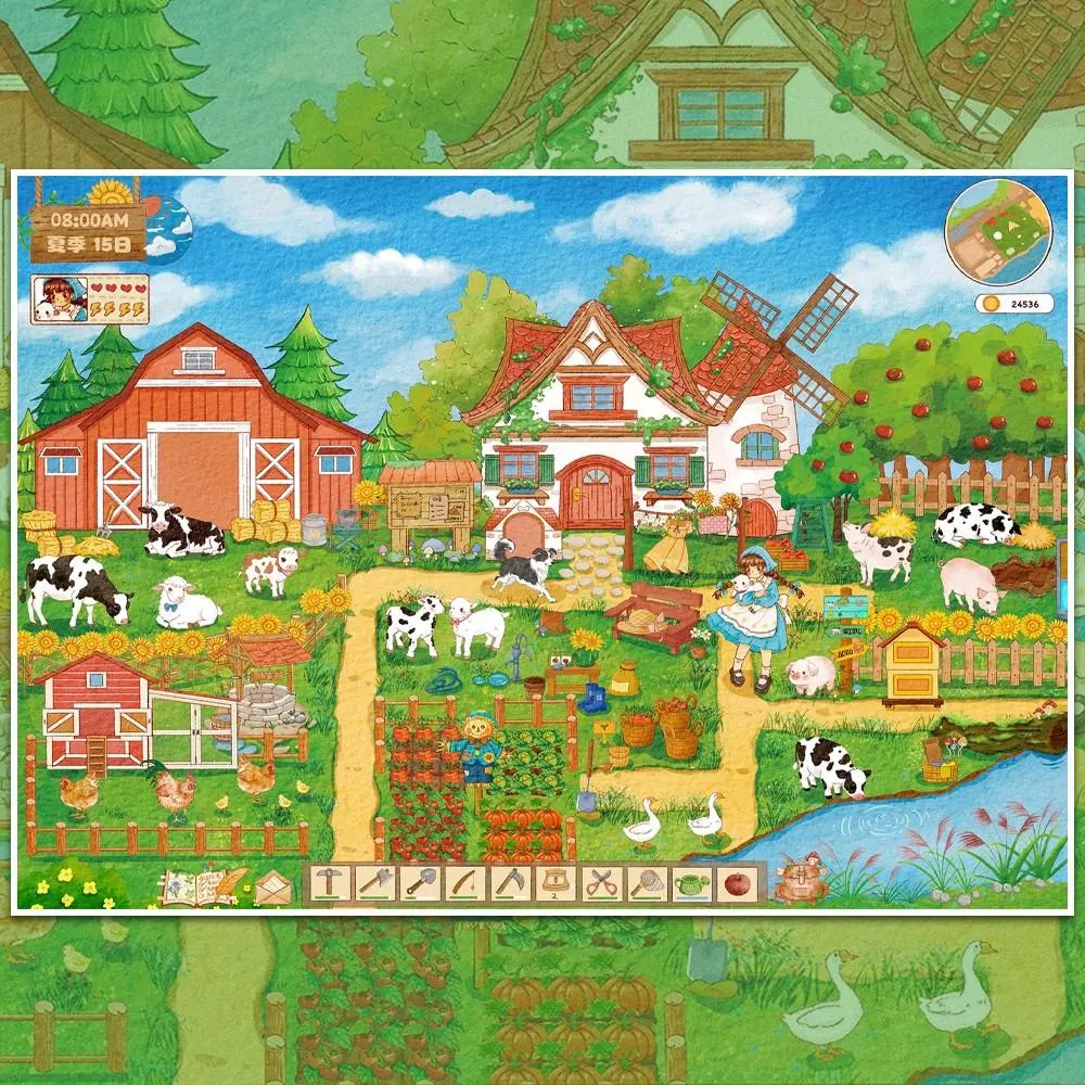 DIY Stackable Cute Farmhouse Scene Stickers, Adorable Rural Farm Scene Stickers, Colorful Animal Vegetable Miniature Scenery Stickers, Aesthetic Stickers for Scrapbooking Supplies Creating Your Own Mini World