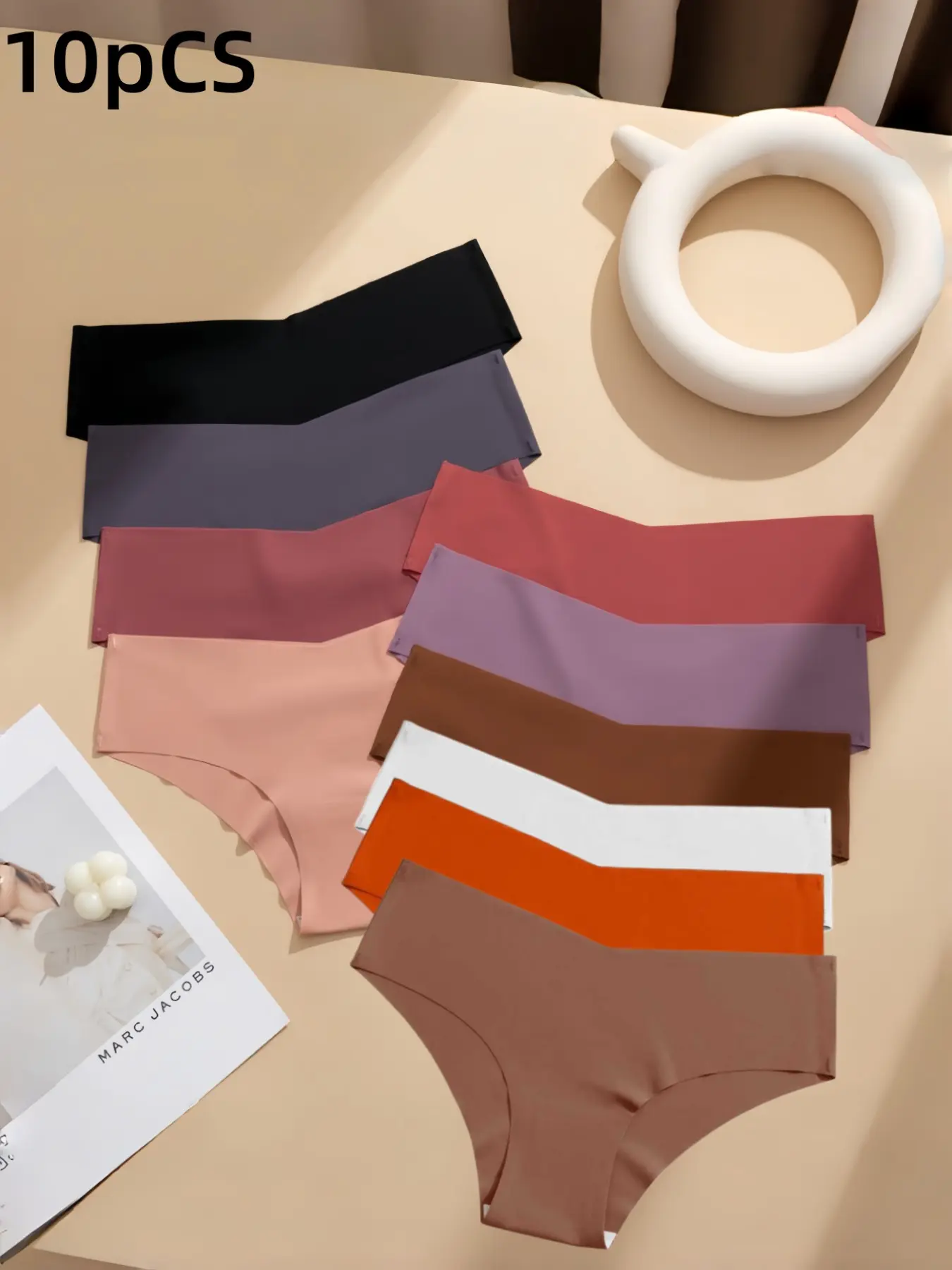 Women's Low Waist Seamless Breathable Underwear Panties, 10 Pcs Set, All-Season Comfortable Daily Wear, Soft Smooth Fabric