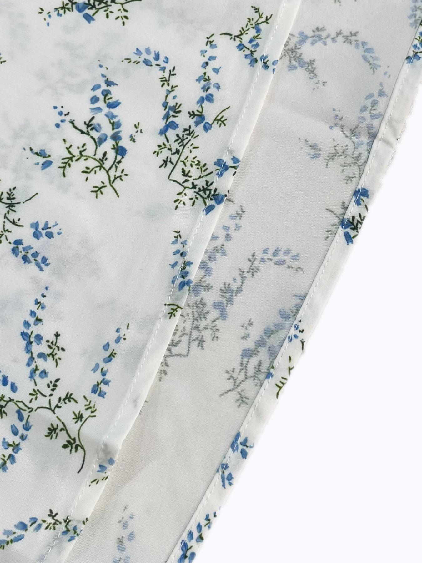 Women's Spring Summer Floral Print Puff Sleeve Dress with Bow Tie, Elegant Fitted Design with Adjustable Square Neck, Long Princess Skirt Womenswear