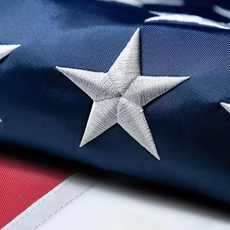 2pcs 420D Heavy Duty Nylon American Flag 3X5ft Outdoor, Heavy Duty High Wind US Flag, Embroidered Stars, Sewn Stripes, Brass Grommets, Indestructible Tough Double Sided United States Flag Suitable for Outside Use