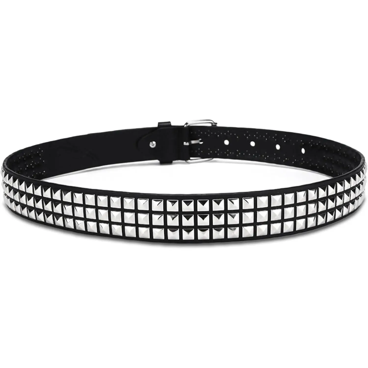Studded Punk Rock Rivet Belt for Men & Women, Pyramid Metal Design with  Accents