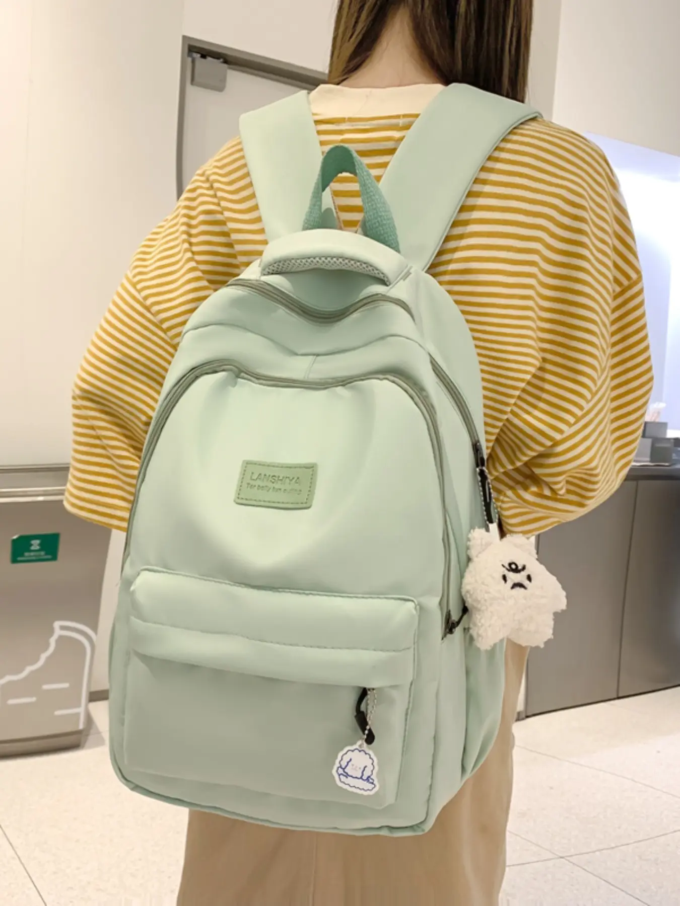 1 Piece Solid Color Simple Backpack, Portable Lightweight Backpack, Fresh Macaron Tone Multi-Pocket Lightweight Rucksack, Casual Bag for Daily Commute, Campus & Outdoor Travel, School Travel Backpacks