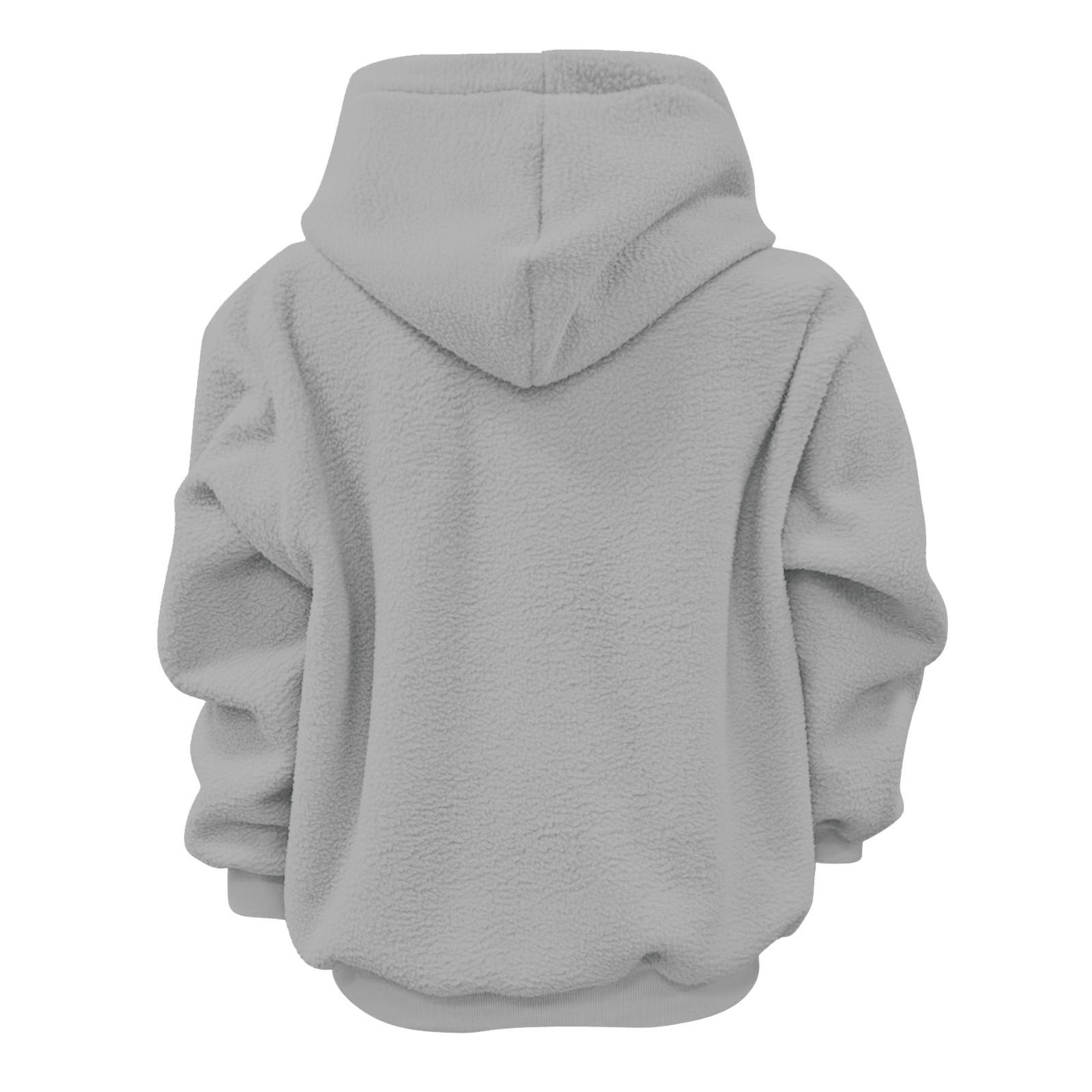 Autumn and Winter Solid Color Hooded Plush Pet Pocket Loose Pullover Sweatshirt for Women Fashionable Warm Cold Resistant Polyester,Gift