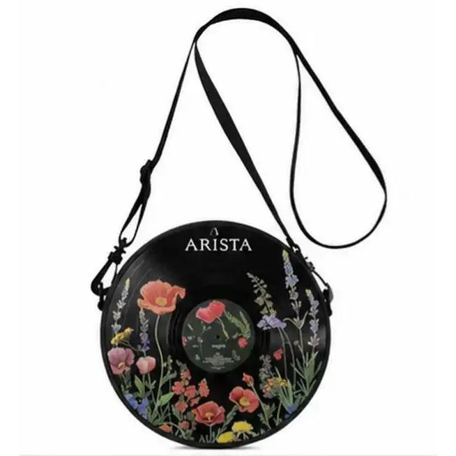 ildflower Vinyl Record Crossbody Bag  | Retro Cottagecore Round Purse women luxury house design chain cheap jeans black cartoon outdoor travel unique little fashionable shop doll boutique go to tote slouchy