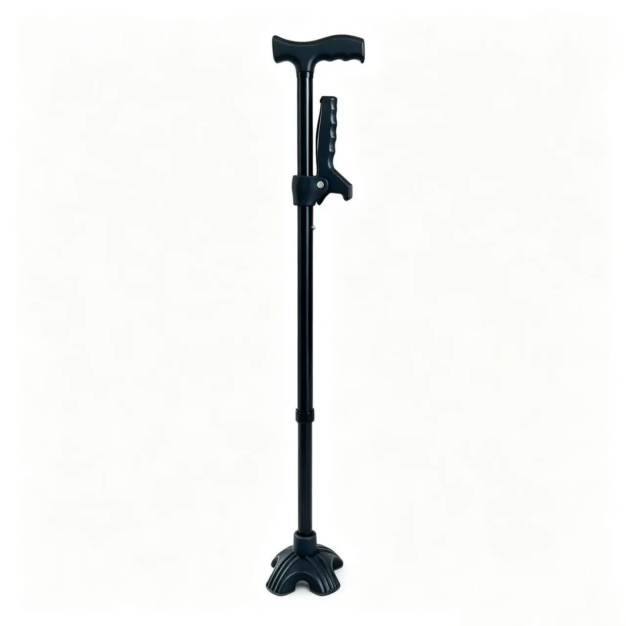 Adjustable Aluminum Upright Walking Cane with Double Arm Support Handrails, Quad Base Walking Stick for Seniors (Sports & Outdoor Camping & Hiking Hiking Sticks),durable walking stick,Ergonomic Walking Cane