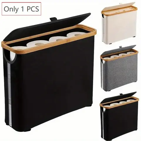 Toilet Paper Holder Storage Box, Bathroom Tissue Holder, 1 Count Multi Purpose Bathroom Organizer with Lid, Bathroom Accessory, Prefer for Home Office or Laundry Room