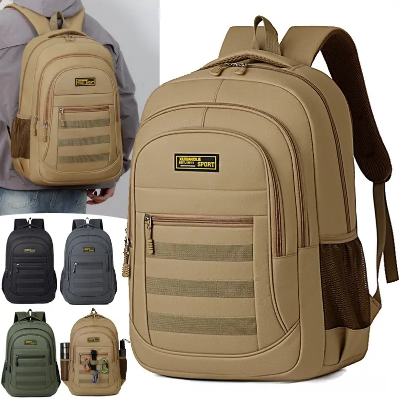 Unbranded Daypack Unisex Spine Protection Backpack 36-55L - High-Capacity Oxford Cloth Travel Hiking Bag with 15in Laptop Compartment, Air-Cushion Straps, Breathable Back Panel, Zip Pockets