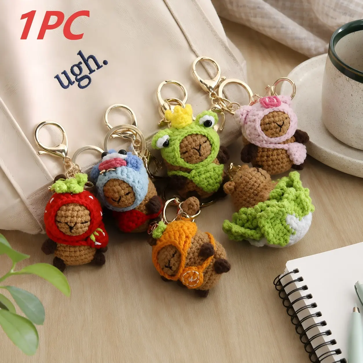 Handmade Crochet Animal Keychain Accessories, Cute Capybara Bag Charm, Kawaii Key Ring, Perfect Birthday, Christmas & Valentine's Day Gift