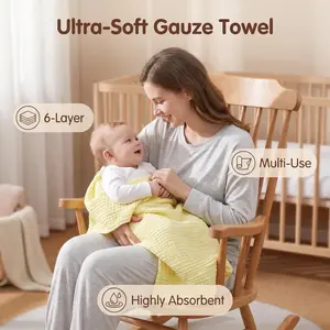 Six-Layer Cotton Bath Towel, Ultra-Soft Absorbent Breathable, Unisex Baby Adult Shower Blanket, Multi-Purpose Use, Tdhd.1 Pack
