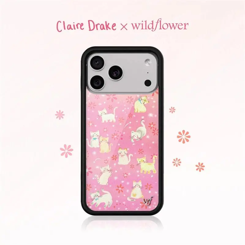 Wildflower ins Claire Drake for 17 16 15 14 13 12 11 Plus WF Fashion Pink Anime Cat 360-degree rotating stand funda bloque colores matte air gift butterfly anti-fall feather money full dopamine c brown l model anti-spy plain moon s21 bow print f shockproo