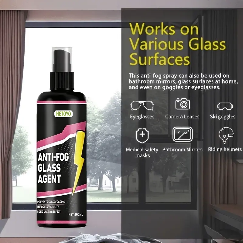 Nano glass rain repellent spray is suitable for rain and fog prevention on automotive glass, helmets, windshields, and interior glass.