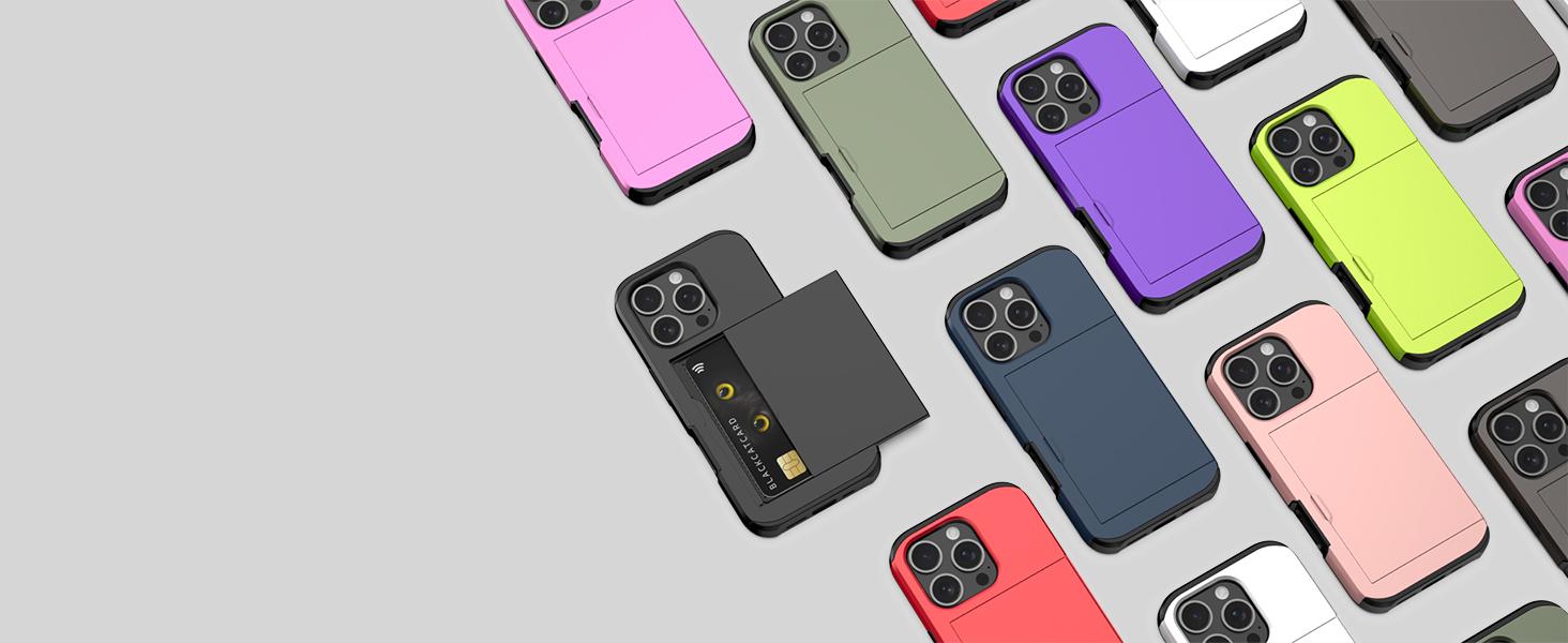 Nvollnoe Compatible with iPhone 16 Pro Case with Card Holder Heavy Duty Protective Dual Layer Shockproof Hidden Slot Slim Wallet Phone Cover for Women&Men 6.1 inch(Black)