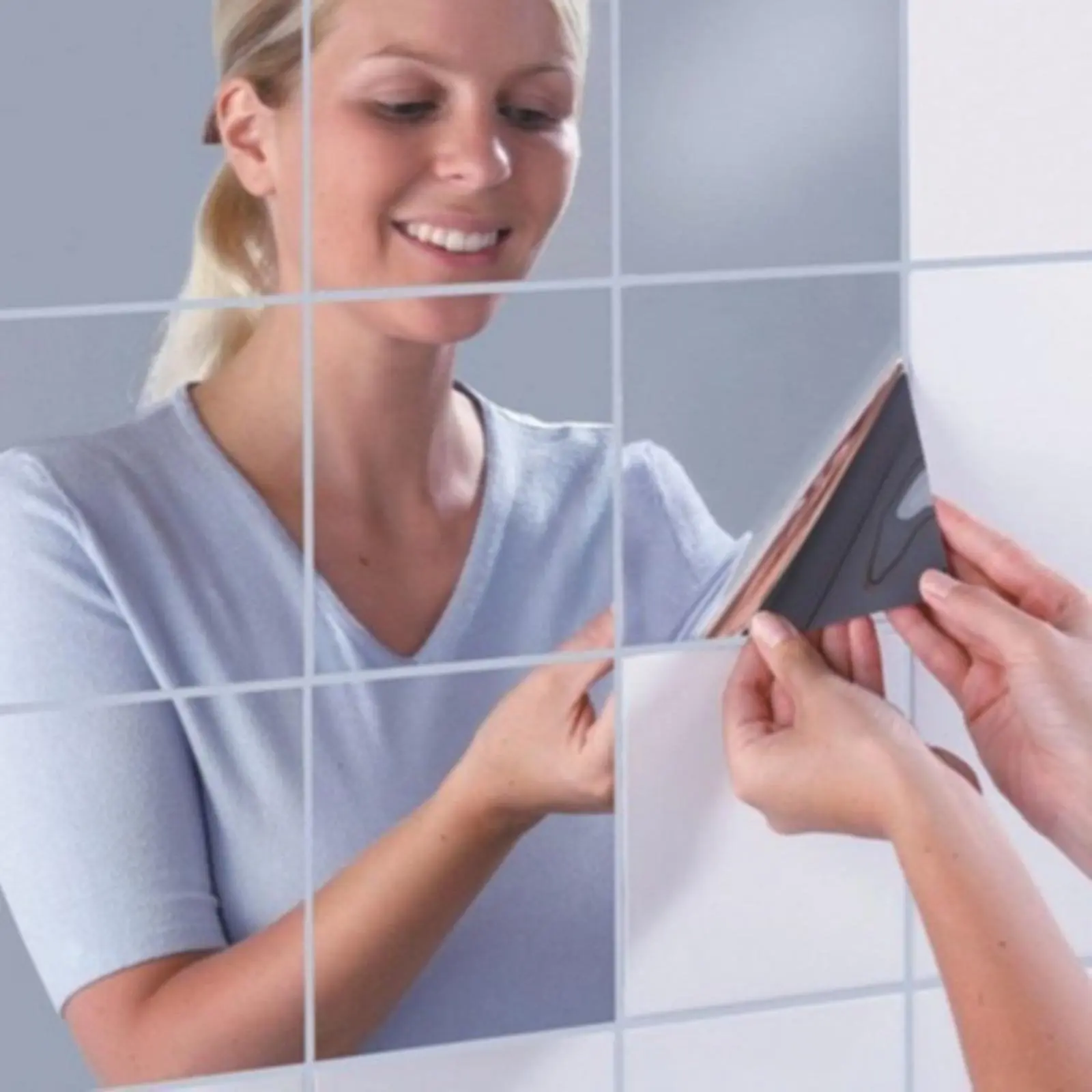 Self-adhesive mirror sticker with backing tape, soft glass mirror for self-service/glass doors, home use, full-length mirror, Instagram‑style bedroom reflective film