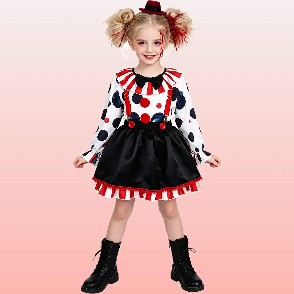 Terrifier Bloody Plaid Scary Clown Cosplay Outfit Halloween Stage Performance Costume Prop