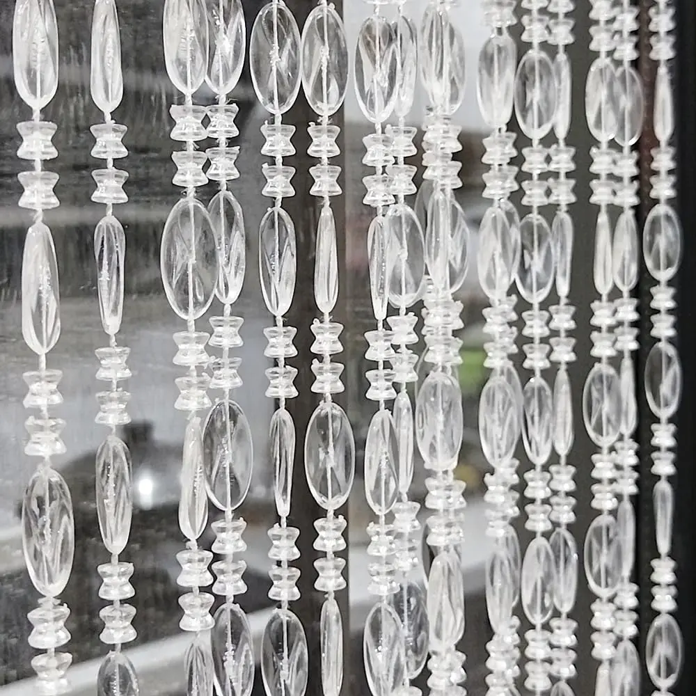 Beaded Curtain Doorways   Door Beads String Curtains Tassel Room Divider Screen Decor for Doorway Window Living Room Wedding (1, Clear, 39 inch x 78.7 inch), ES041