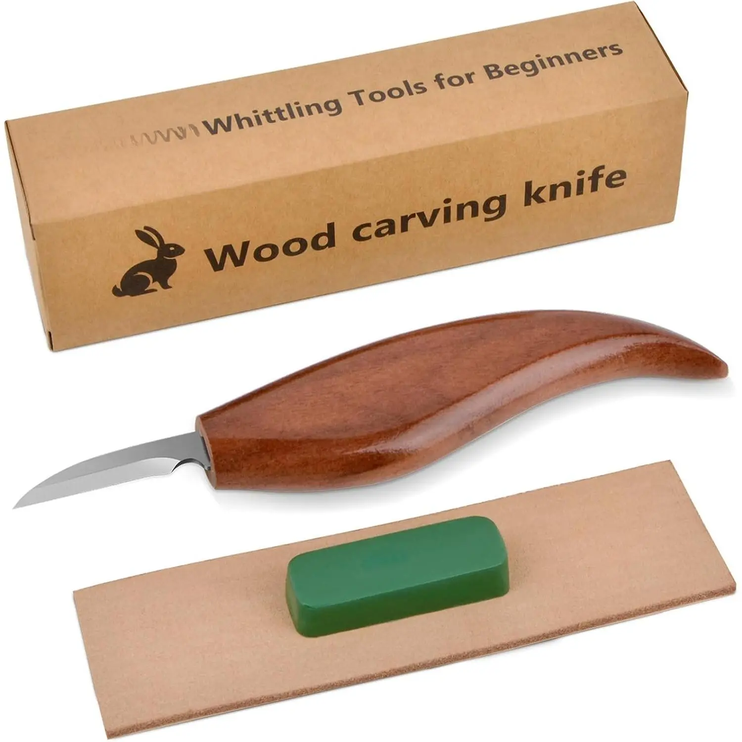 Wood Carving Chisels Set with Detailed Carving Design - Whittling Hand Tools for Beginners, Adults, Leather Strop and Polish Compound