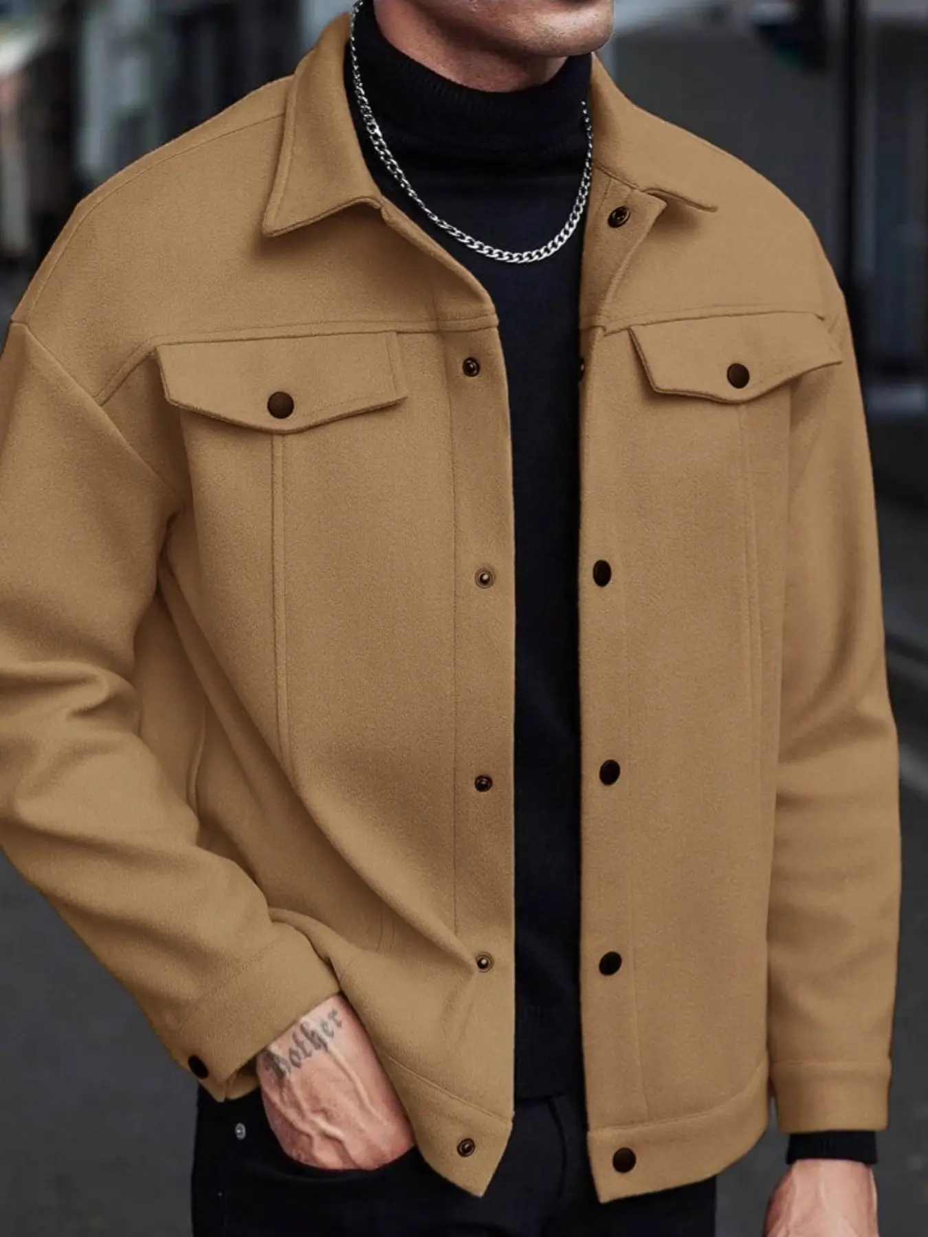 Fall Winter New Lapel Men's Jacket, Casual Sport Business Blazer, Stylish Casual Fashion Outerwear for Daily Wear, Perfect for Cool Weather