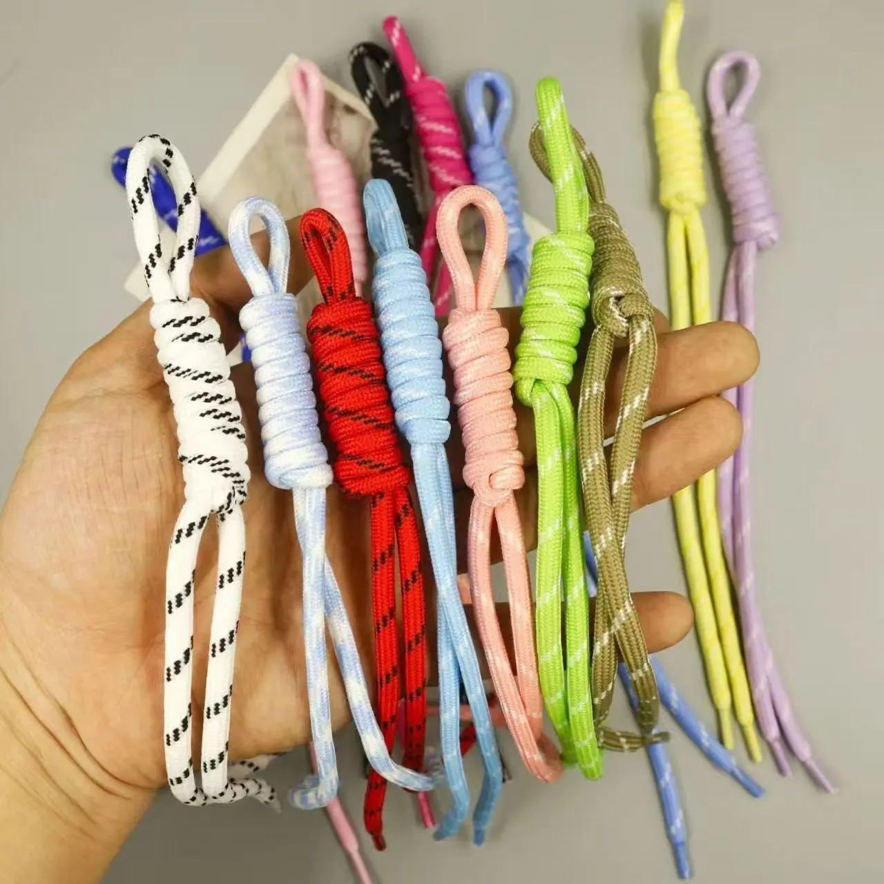 Multicolor Braided Shoe Laces, Fashion Striped Replacement Sneaker Laces, Durable & Stylish, Perfect for All Types of Shoes