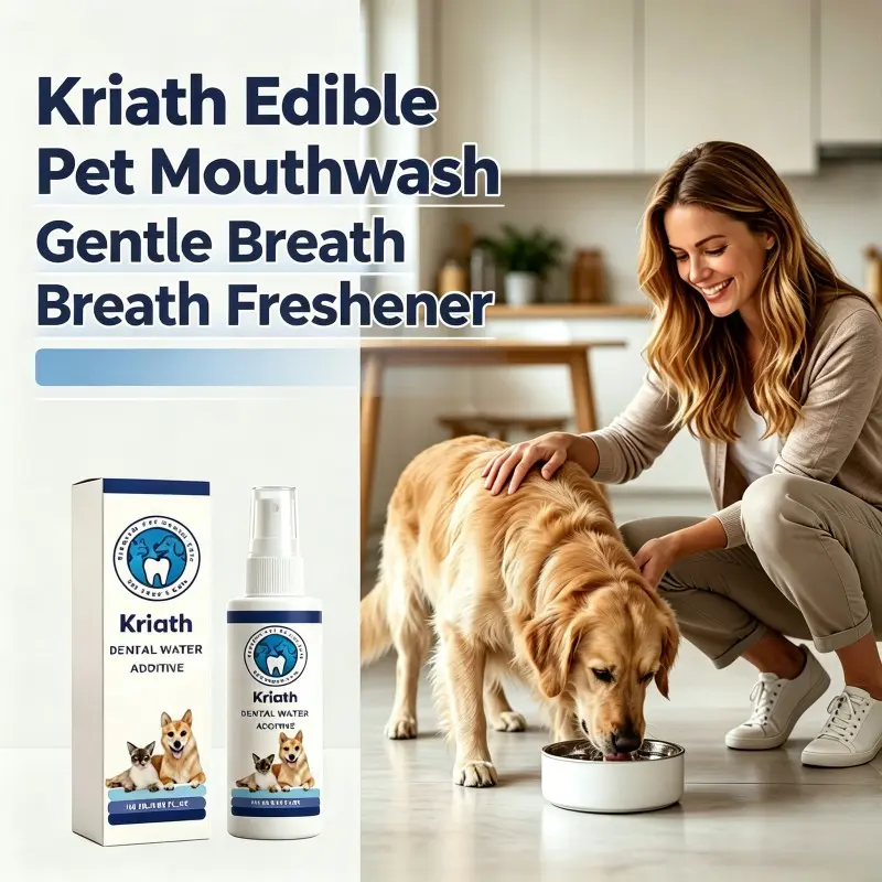 Kriath Safe Drinkable Pet Mouthwash Mild Formula Eliminate Bad Breath Odor For Dog Cat
