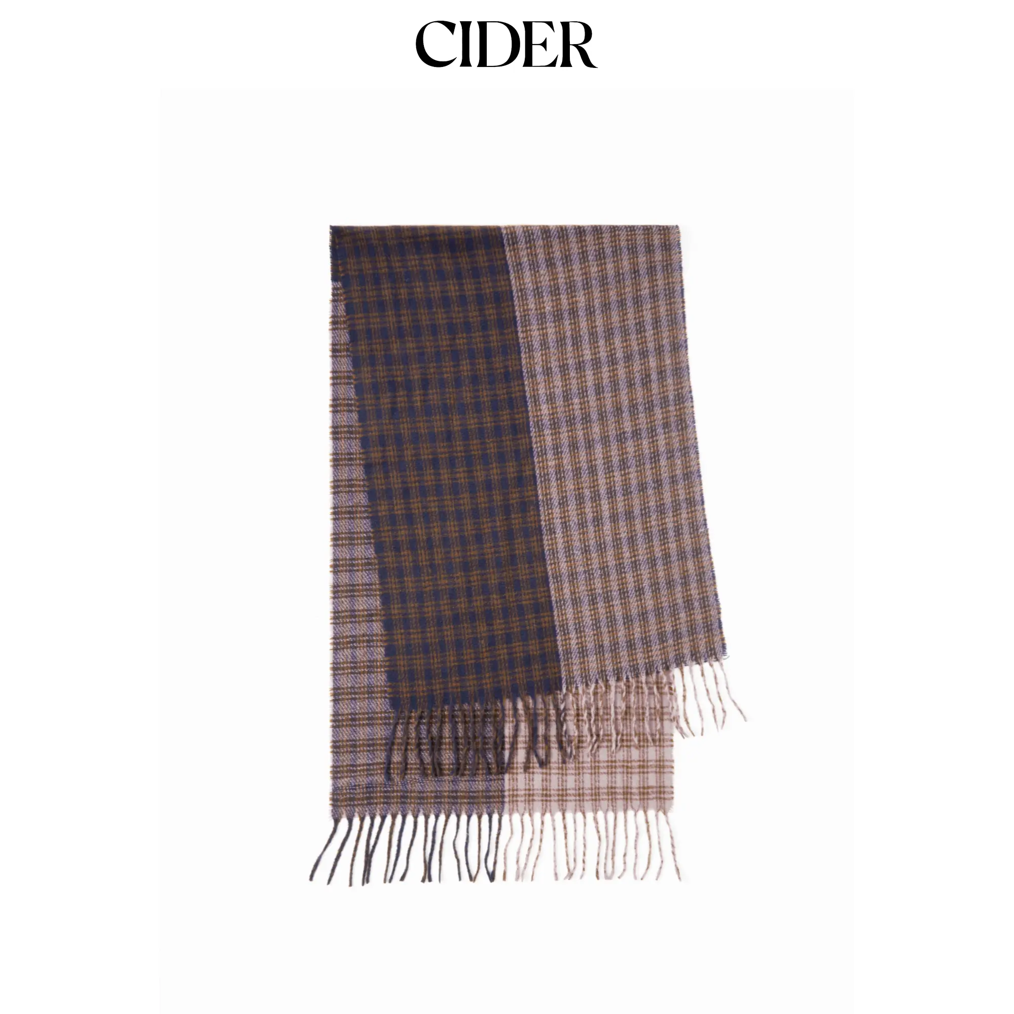 Cider TWO-TONE PLAID FRINGED SCARF
