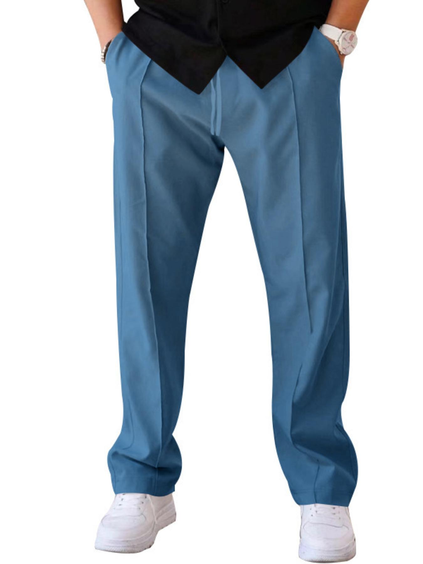 Men's Solid Color Straight Leg Pants, Loose Casual Comfy Business Pants for Spring & Fall, Men's Trousers for Daily Wear, Suit