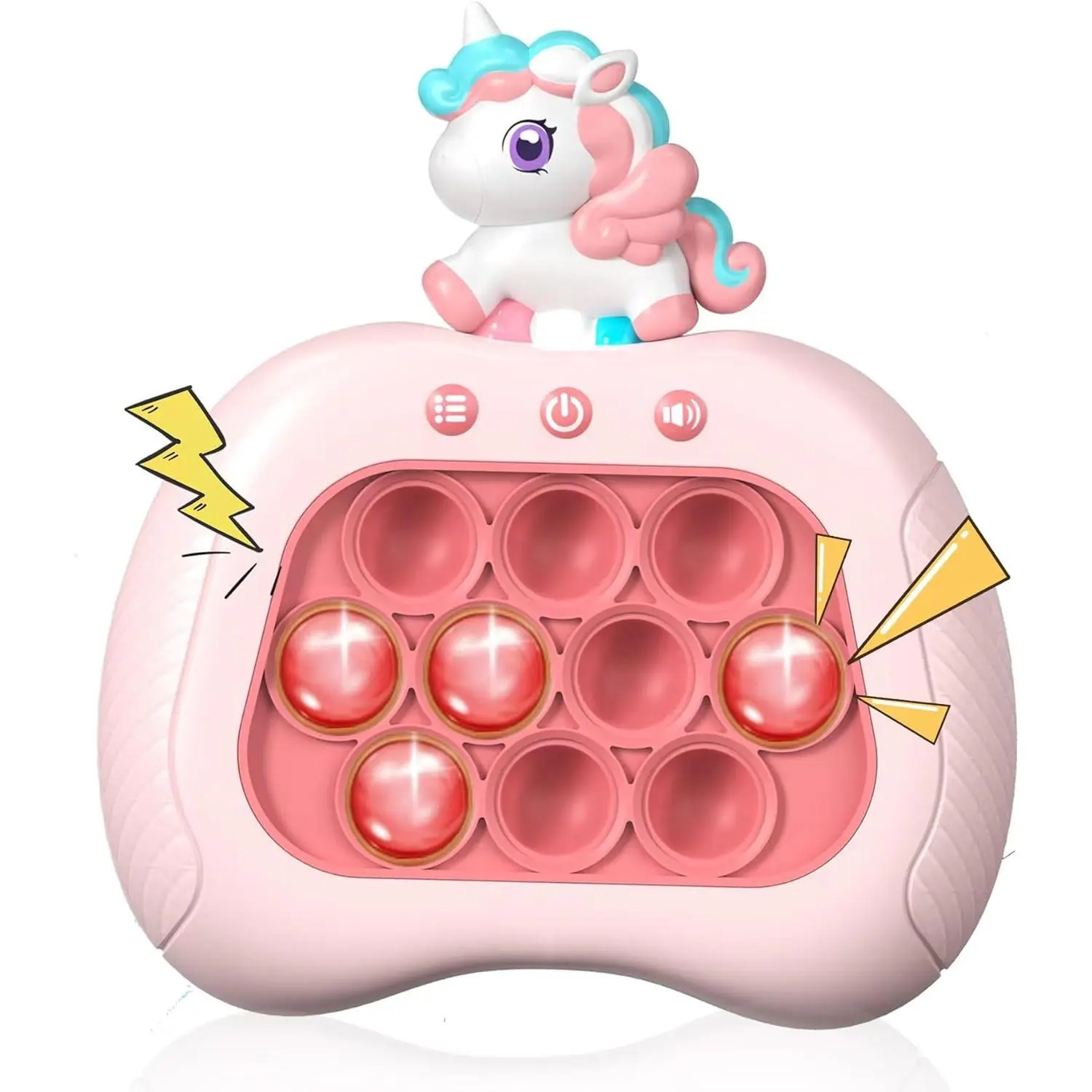 Unicorn Pop Push Game Toy, Quick Push Puzzle Handheld Light Up Fidget Toy, Funny Pop Bubble Sensory Toys, Birthday Gifts for Kids Ages 3-12 with Autismfidget toys