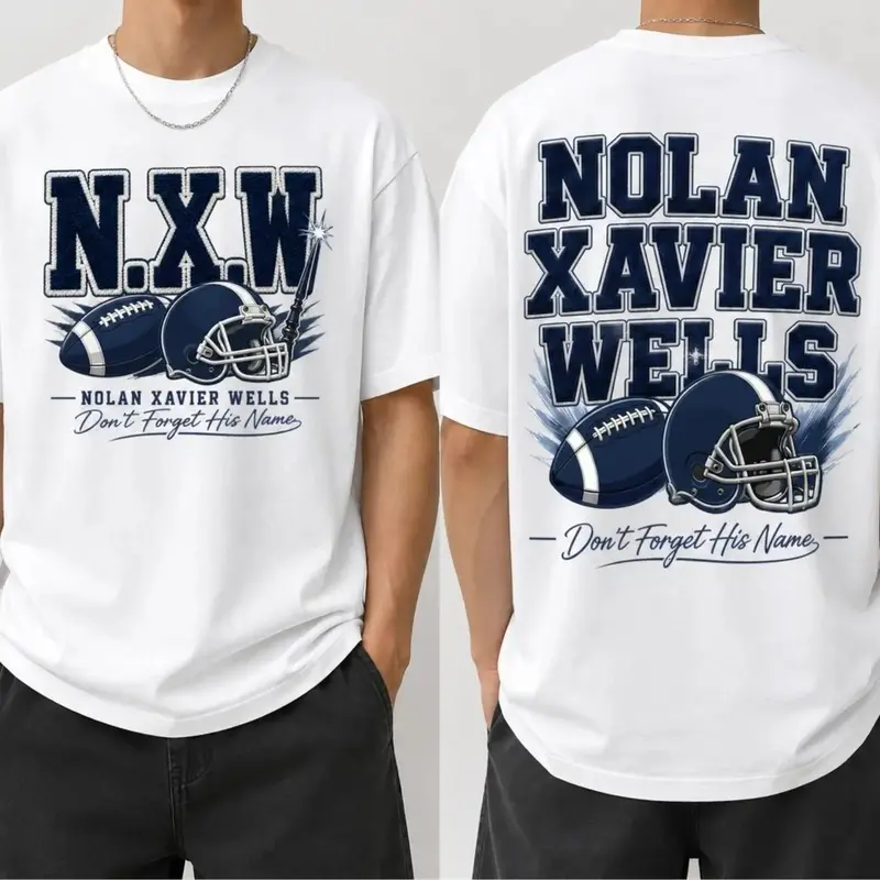 Nolan Xavier Wells Shirt, Dont Forget His Name T-Shirt, NXW Vintage Sports Graphic Tee, American Football Fan Oversized Heavyweight Cotton PO