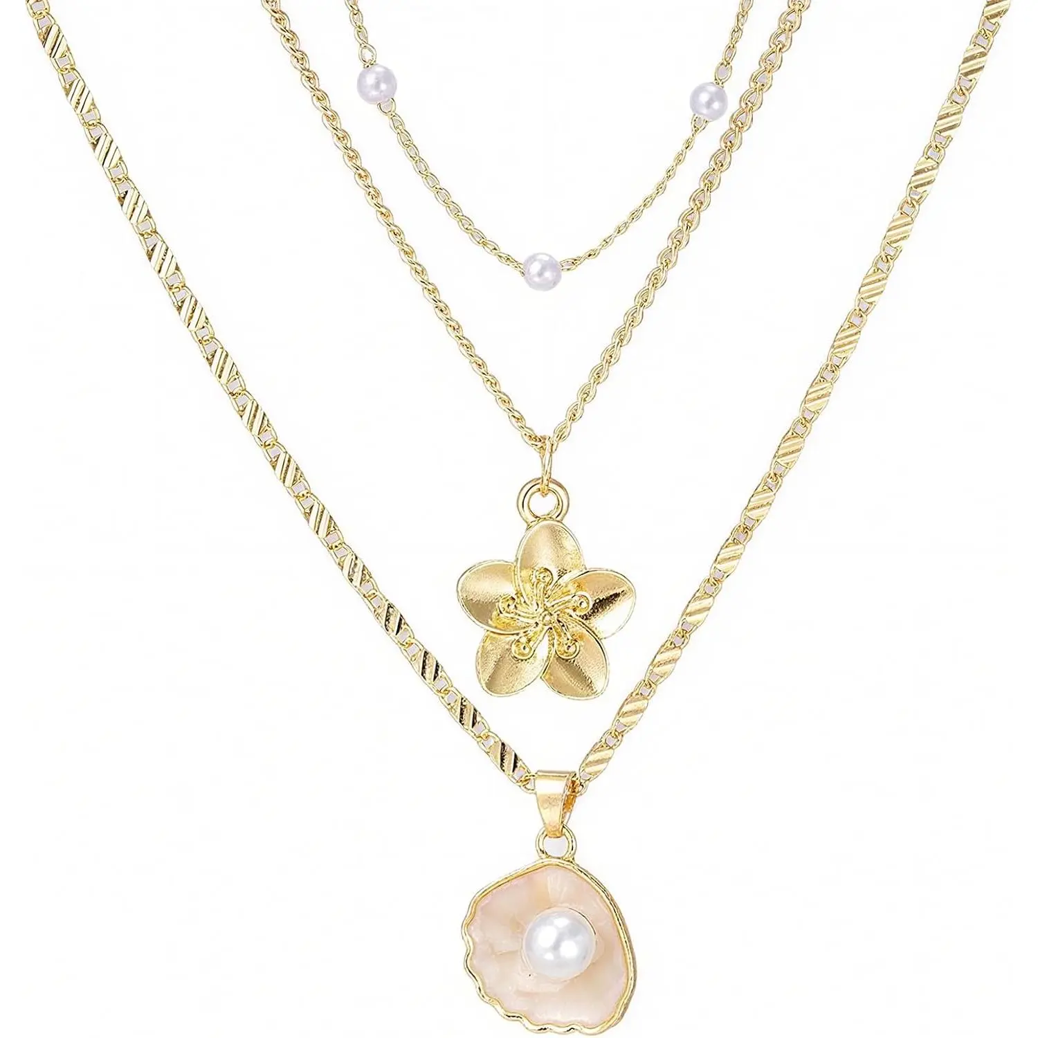 Layered Charm Necklaces for Women Dainty Choker Necklace Simple   Beach Cute Necklaces Set Fashion