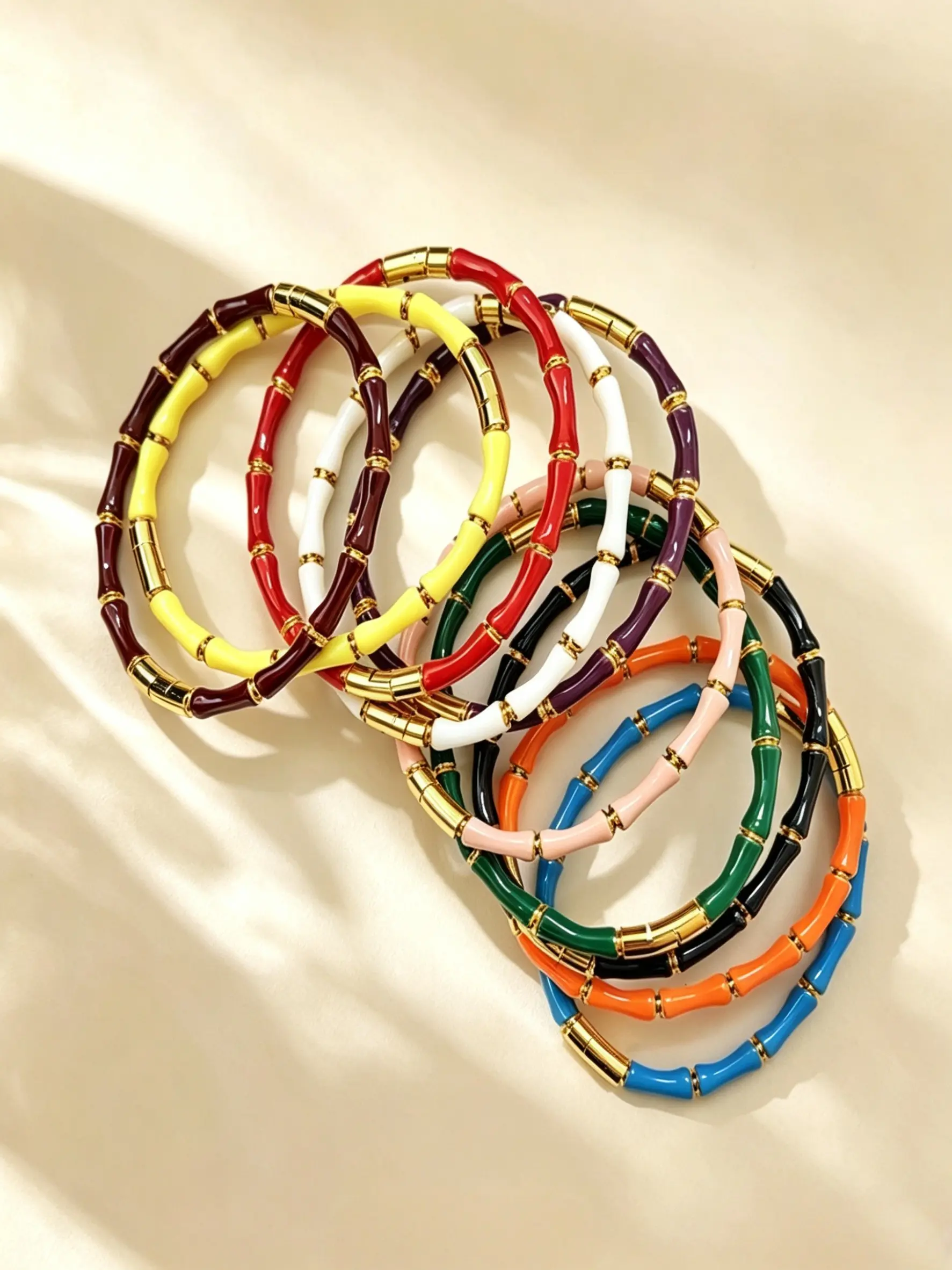 18k Titanium Steel Bangle, Non-Discoloring Enamel Bamboo Joint Fashion Bracelet, Vintage Unique High-End Open Clasp, Waterproof Allergy-Free