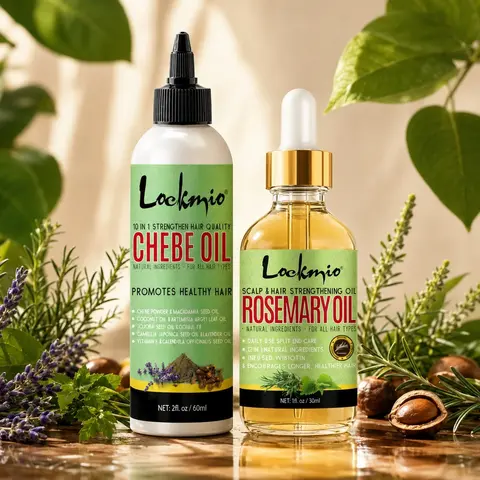 2pcs Chebe Oil & Rosemary Oil Intensive Hair Care Essential Oil Set Natural Haircare Haircare Scalp Treatment, Suitable for all hair types, ideal for scalp massage nourishing hair roots, soothes scalp, moisturizes, boosts glossy hair shine