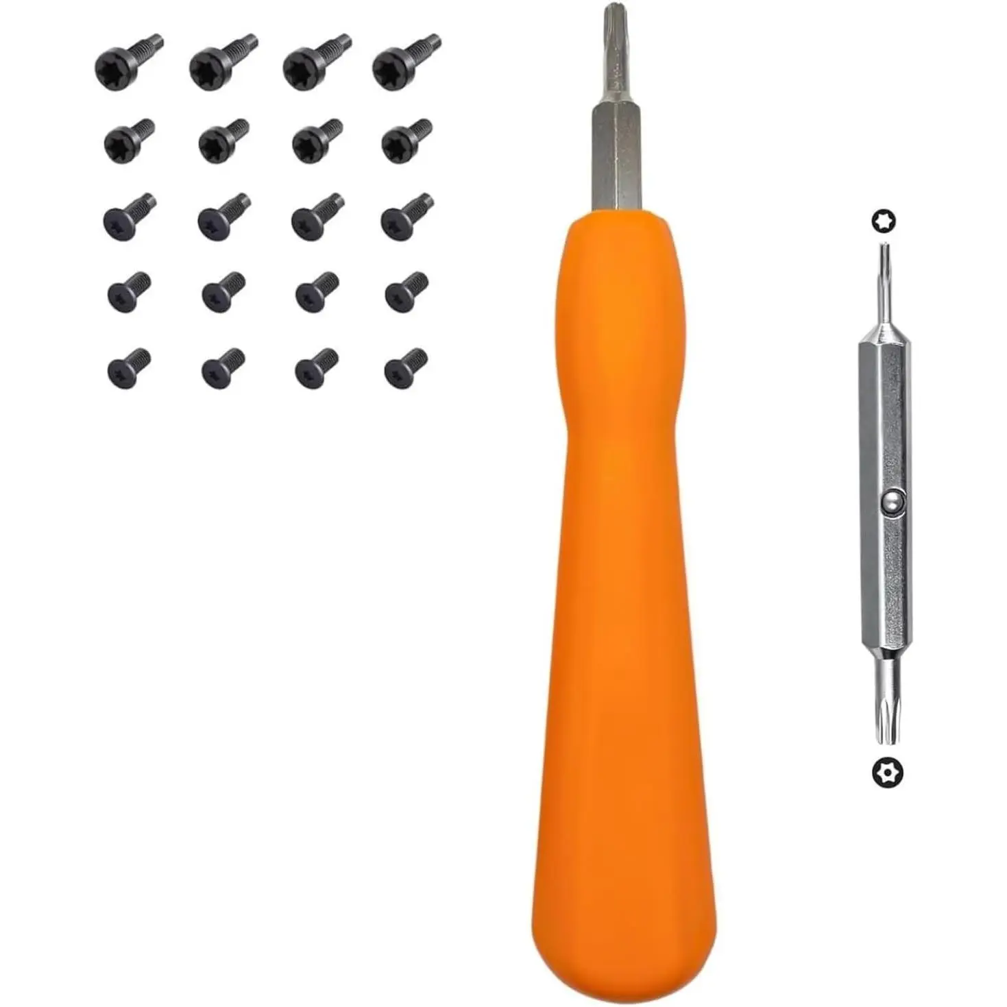 Doorbell Screwdriver Replacement with 20 Doorbell Screws Kit - Double-Ended Torx T6 T15 Security Screwdriver for Battery Change & WiFi Reset - Video Doorbell Camera Replacement Parts Tool (Orange)