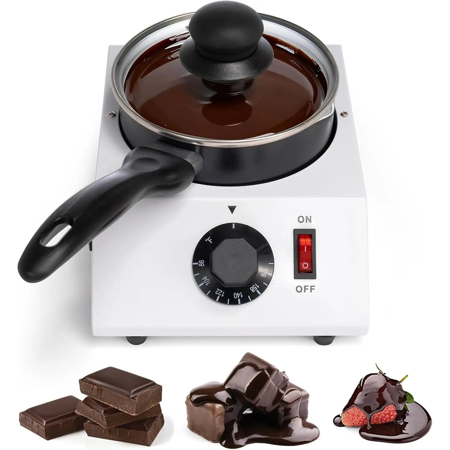 Chocolate Melting Pot Electric Chocolate Melter Warmer Pot | 40W Chocolate Tempering Machine for Chocolate Melting, Fondue Candy Maker for Dipping, Diversion Nozzles Design, Easy to Use