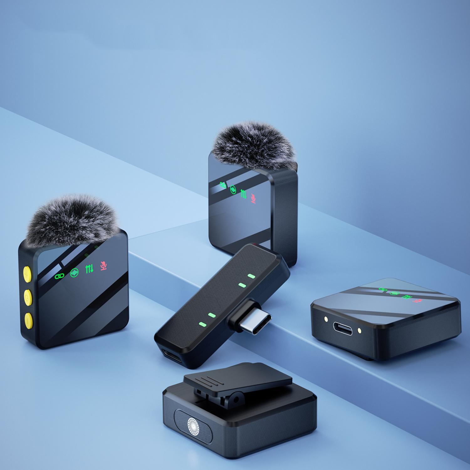 Wireless Lavalier Microphone, 1 Set USB Rechargeable Wireless Microphone, Lapel Mic for Smartphone, Mobile, Video Recording, Teaching, Interviews, Podcast, Conference, Vlog, USB Streaming Mic