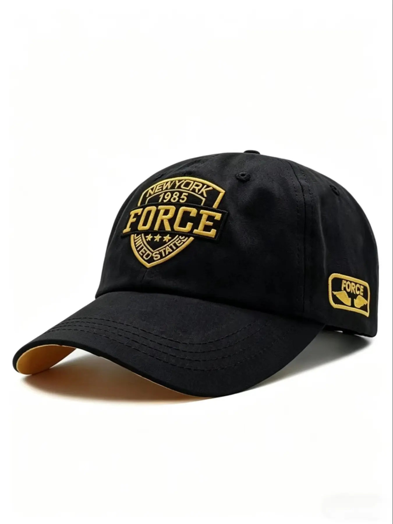 American Vintage Baseball Cap, Force Badge Embroidery, Soft Top, Breathable Sun Protection, Adjustable Headband, Durable