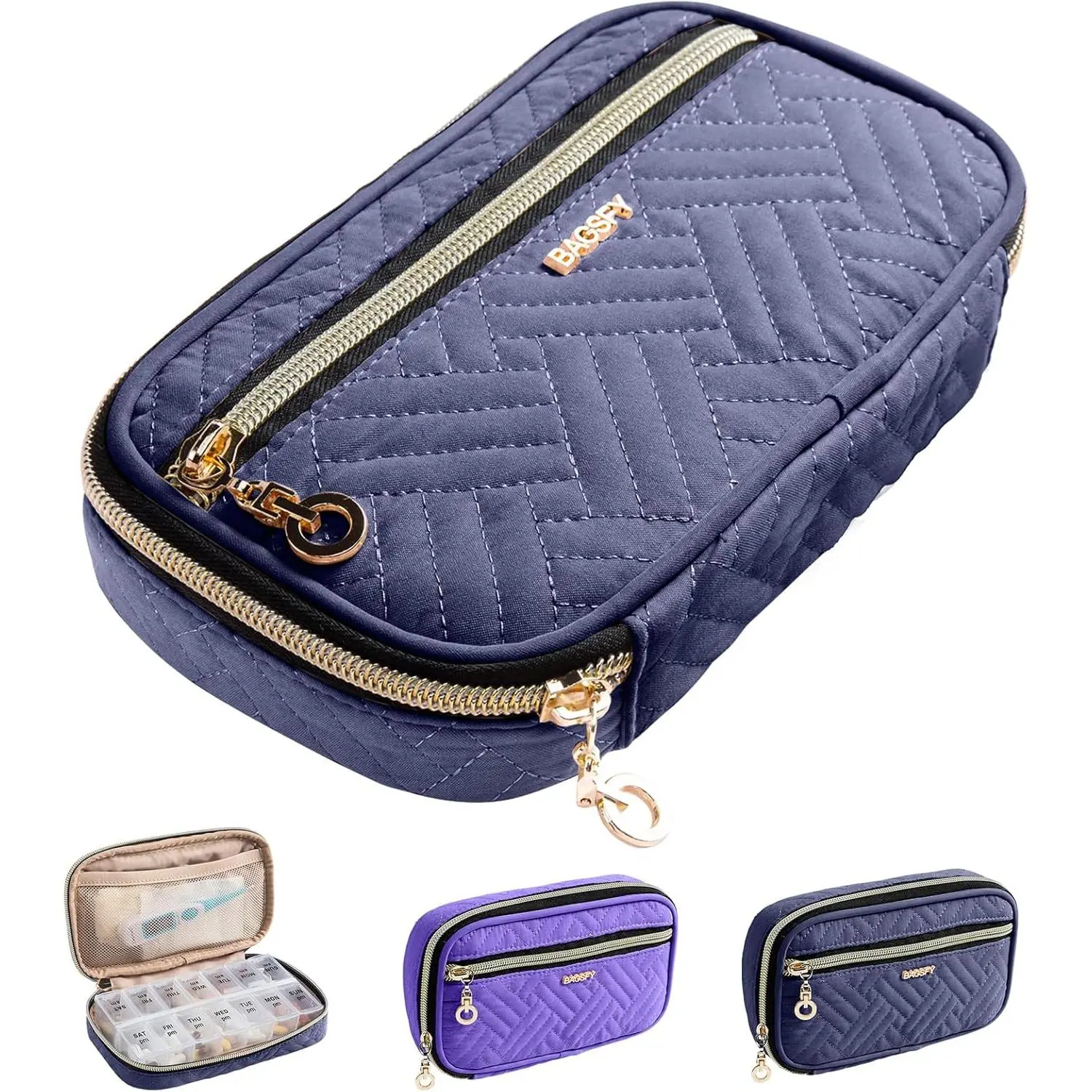 Pill Organizer Case 2 Times a Day- Weekly Medicine Organizer Travel Pill Box with Removable 7 Day Medicine Case Container for Fish Oil, Vitamin, Supplement