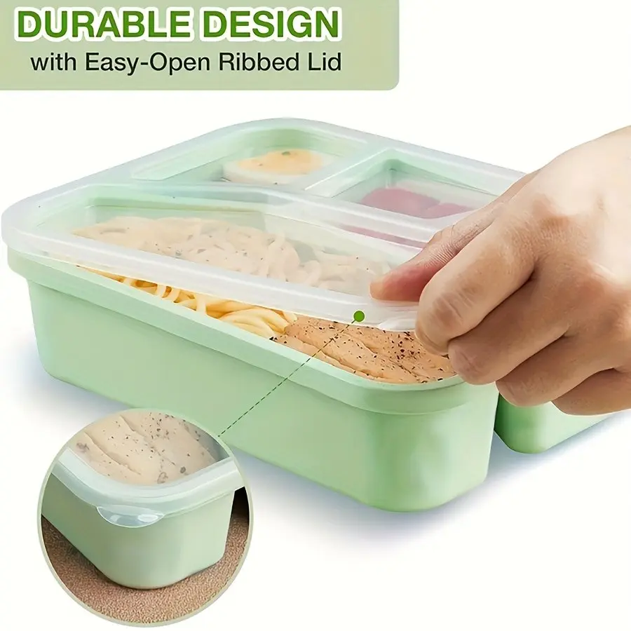 4 Compartment Bento Box with Clear Lid, Microwave & Dishwasher Safe, Leakproof Meal Prep Container, Multi-Color for Students & Office Workers