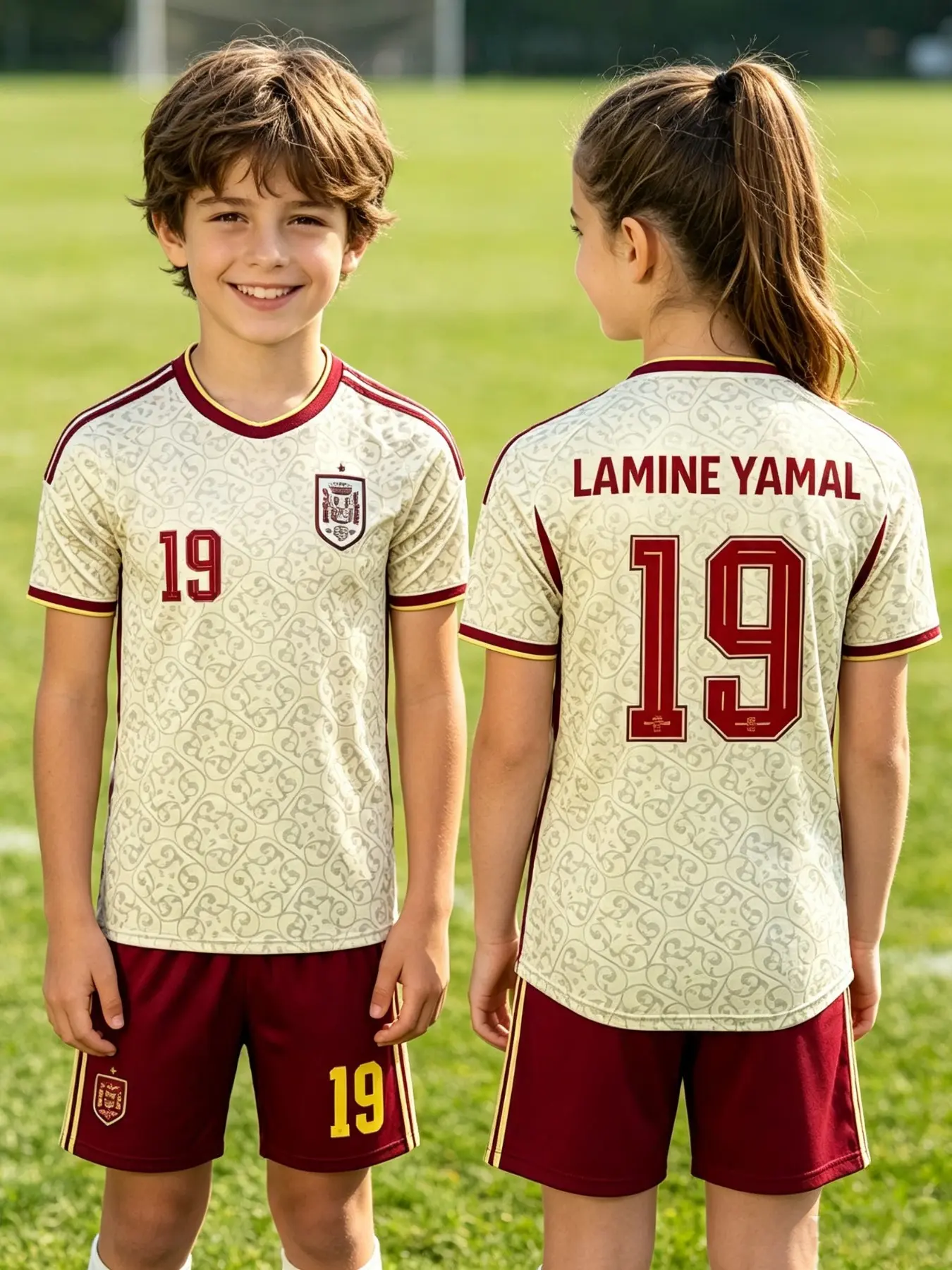 Football Set, Unisex Yamar 19 Jersey, Quick-Dry Short Sleeve & Shorts, Casual Loose Fit, Training Gear for Kids