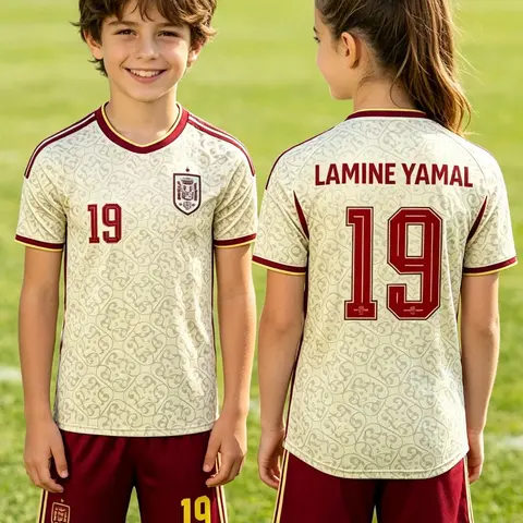 Football Set, Unisex Yamar 19 Jersey, Quick-Dry Short Sleeve & Shorts, Casual Loose Fit, Training Gear for Kids, Athletic Clothing Set