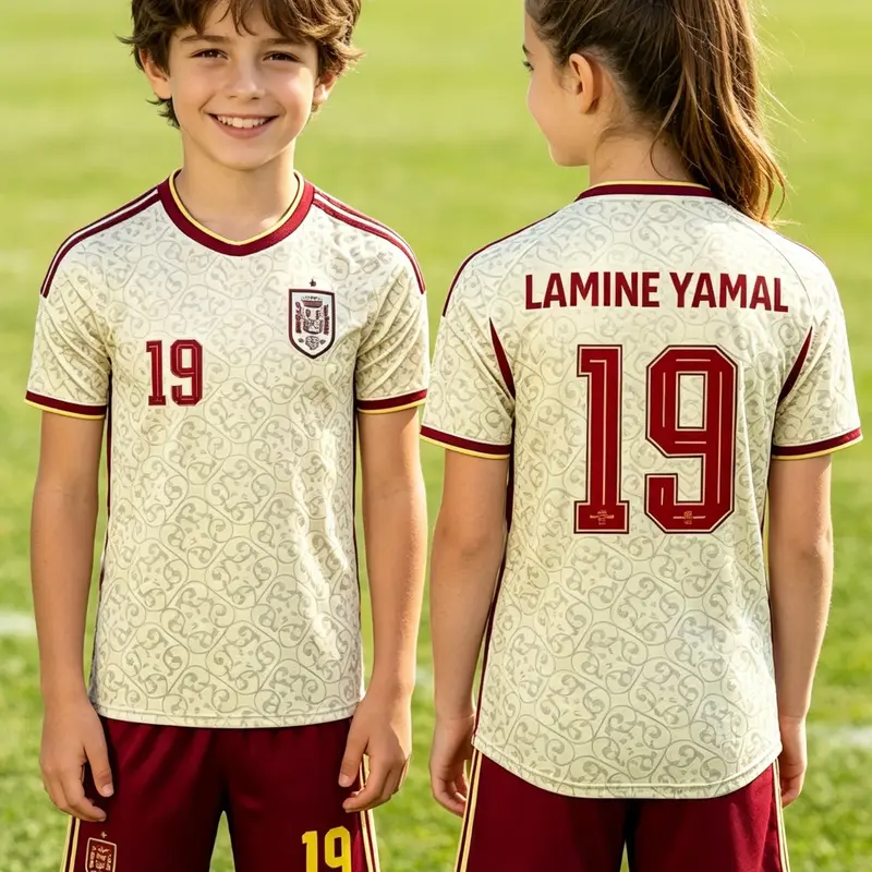 Football Set, Unisex Yamar 19 Jersey, Quick-Dry Short Sleeve & Shorts, Casual Loose Fit, Training Gear for Kids, Athletic Clothing Set
